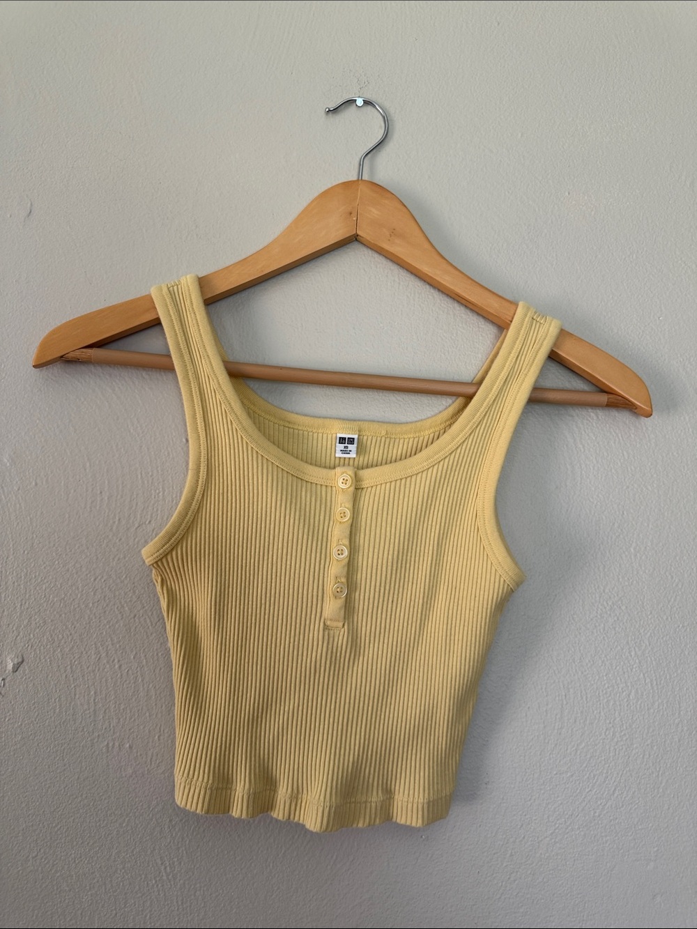 Uniqlo Yellow Ribbed Henley Tank Top